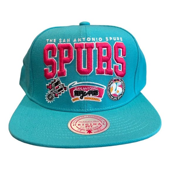 Mitchell & Ness San Antonio Spurs NBA Champs Snapback Hat Cap Teal - OSFM - Picture 3 of 5